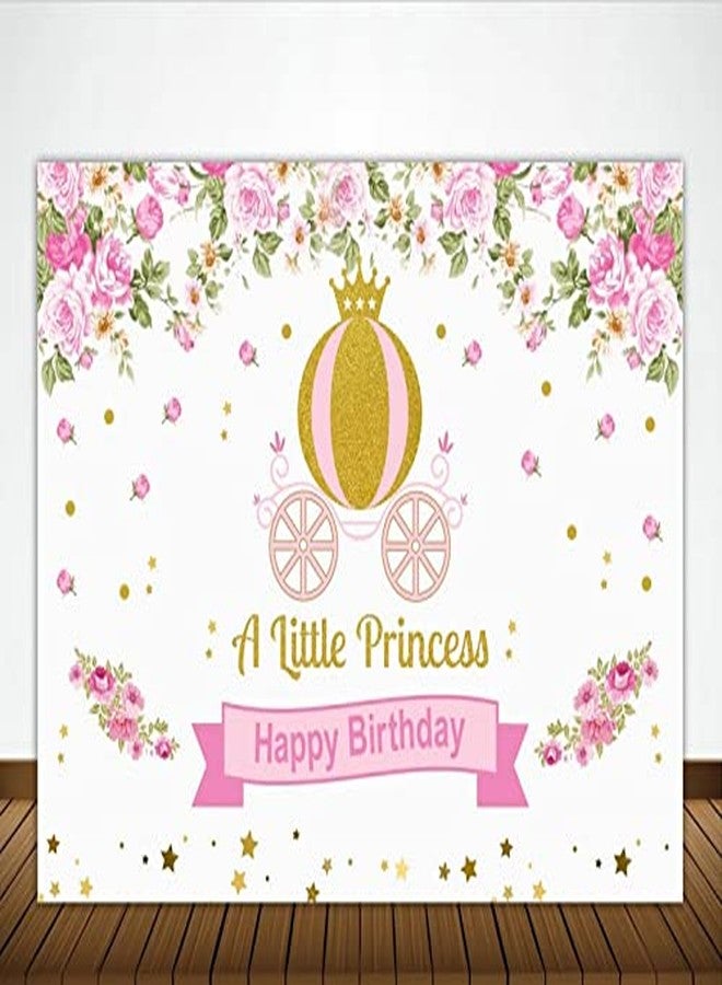 Theme My Party Crown Princess -Girls Birthday Party Backdrop for Photography Banner Girl Kids Event Cake Table Decor Home Decoration Photo Booth Background (4ft X 4ft) - Image 1